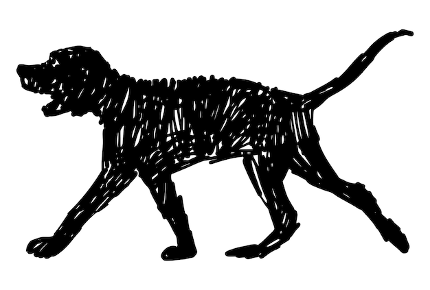 Dibujo de silueta de un cachorro de caza corriendo