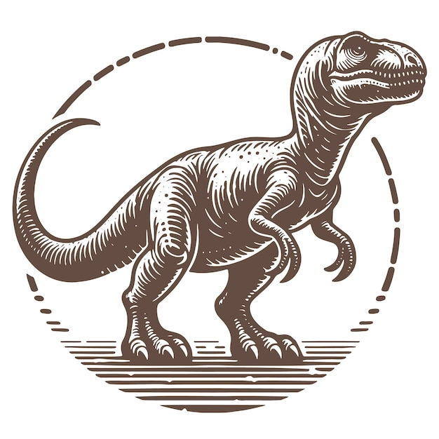 Vector dibujo de silueta vectorial de un dinosaurio en una ilustración de fondo claro