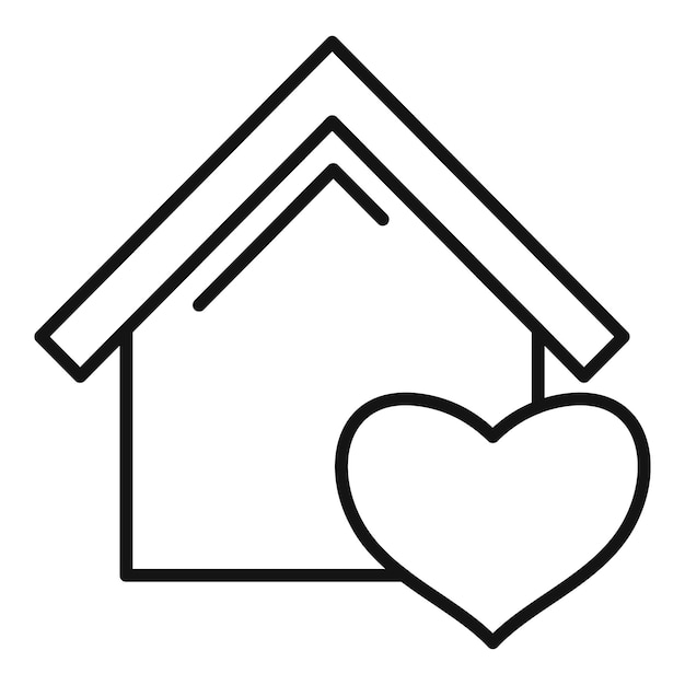 Un dibujo simple de una casa con un corazón para la caridad y el amor