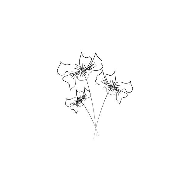 Dibujo simple y elegante de flores en estilo de arte de línea