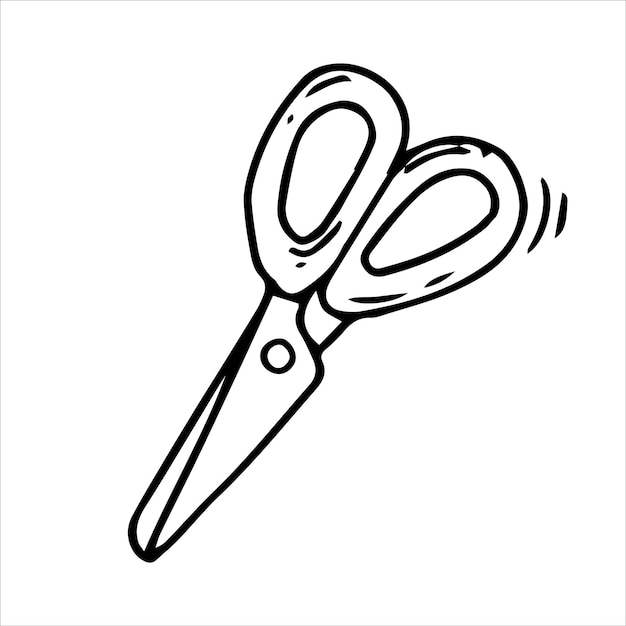 Dibujo simple de tijeras icono hecho a mano dibujo en blanco y negro en estilo boceto gráfico vintage