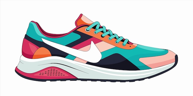 Vector un dibujo de un sneaker con un logotipo de nike en él