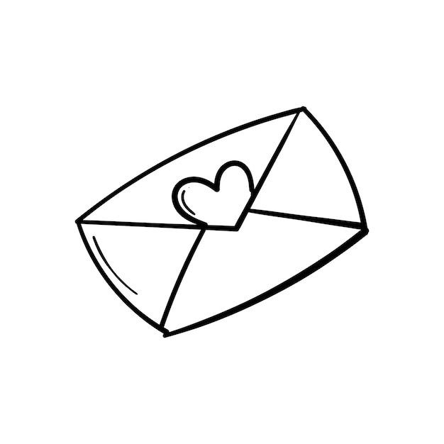 Un dibujo de un sobre de amor dibujado a mano para una ilustración romántica de San Valentín