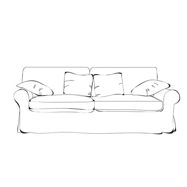 Vector dibujo de sofá de muebles aislados