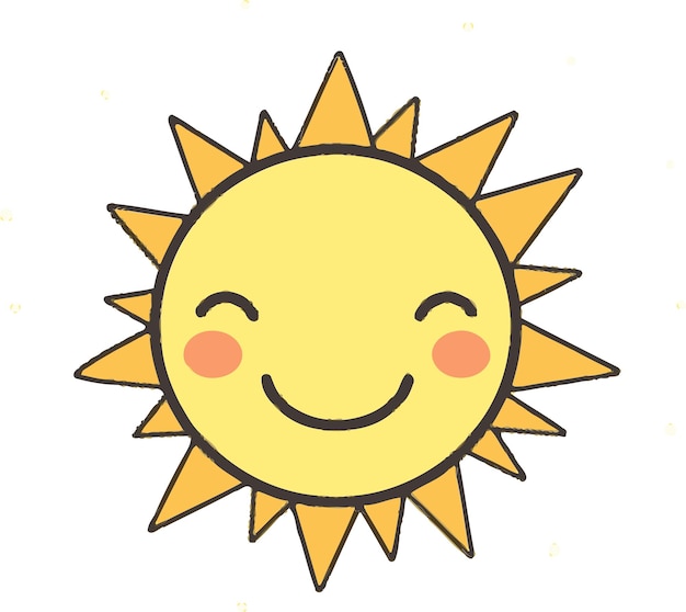 un dibujo de un sol con una cara amarilla y un borde negro