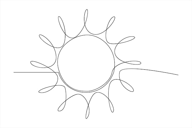 un dibujo de un sol con un dibujo en línea de un girasol