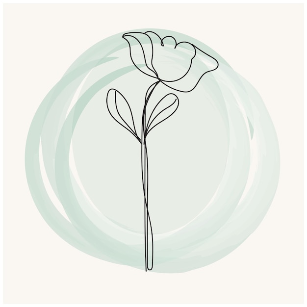 un dibujo de una sola flor en una placa blanca