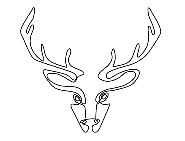 Un dibujo de una sola línea de una adorable cabeza de ciervo para la identidad del logotipo de la empresa