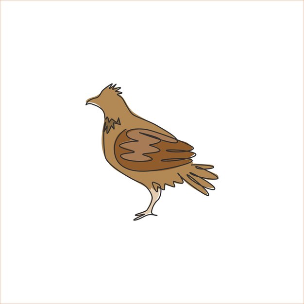 Dibujo de una sola línea de un adorable urogallo para la identidad del logotipo. Sindicato de pájaros disparadores para el icono.