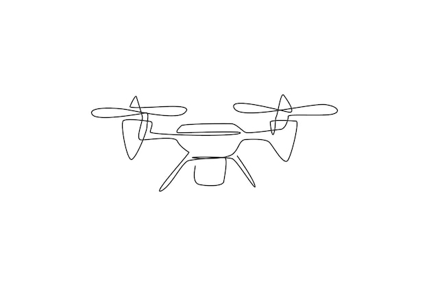 Un dibujo de una sola línea de un avión volador no tripulado avión vectorial concepto de ideografía gráfica