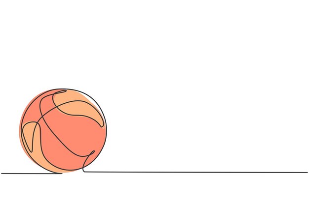 Dibujo de una sola línea de baloncesto en el suelo Pelota para juego de baloncesto Vector de regreso a la escuela