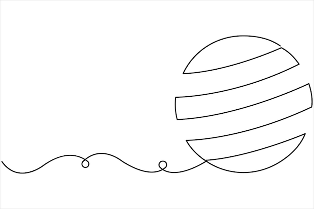 Dibujo de una sola línea de una bola de hilo