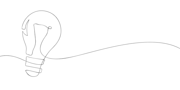 Un dibujo de una sola línea de una bombilla Icono de lámpara de línea continua Icono de una línea Ilustración vectorial