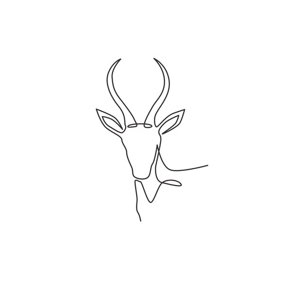 Un dibujo de una sola línea de la cabeza de antílope de belleza para el logotipo Ilustración vectorial de dibujo de líneas continuas