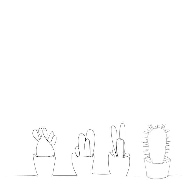 Dibujo de una sola línea de cactus