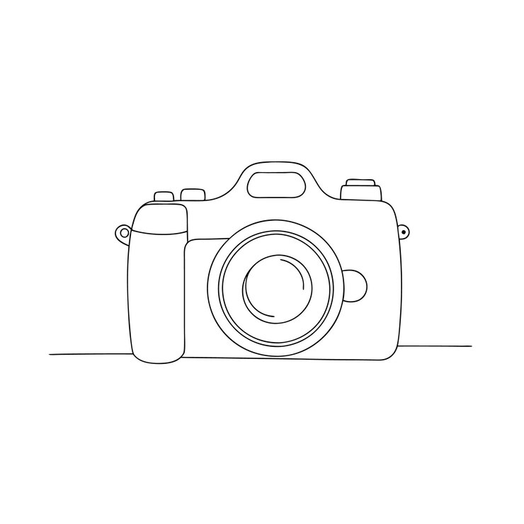 Vector dibujo de una sola línea de una cámara