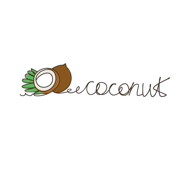 Dibujo de una sola línea de coco