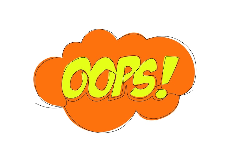 Vector dibujo de una sola línea de cómica tipografía linda y genial cita oops diseño caligráfico para imprimir