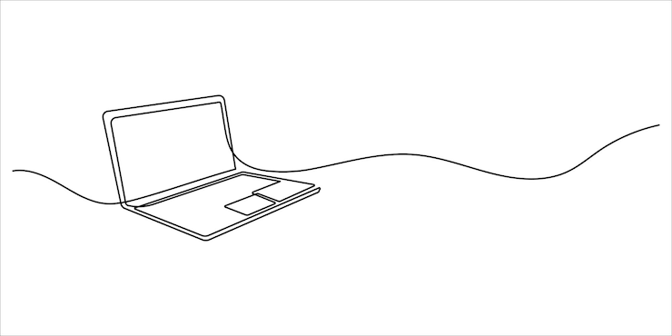 Vector dibujo de una sola línea de una computadora portátil aislada en un fondo blanco ilustración vectorial computadora personal