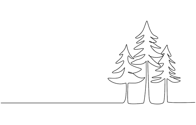 Dibujo de una sola línea Concepto del bosque Diseño de dibujo de líneas continuas Ilustración vectorial gráfica
