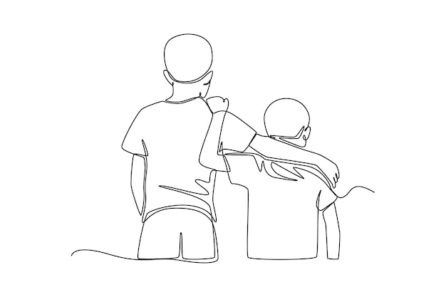 Dibujo de una sola línea concepto del día de la amistad Ilustración de vector gráfico de diseño de dibujo de línea continua