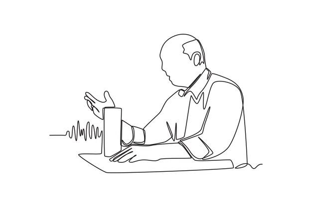 Dibujo de una sola línea Concepto de dispositivo de reconocimiento de voz Voz en off Diseño de dibujo de línea continua ilustración vectorial gráfica