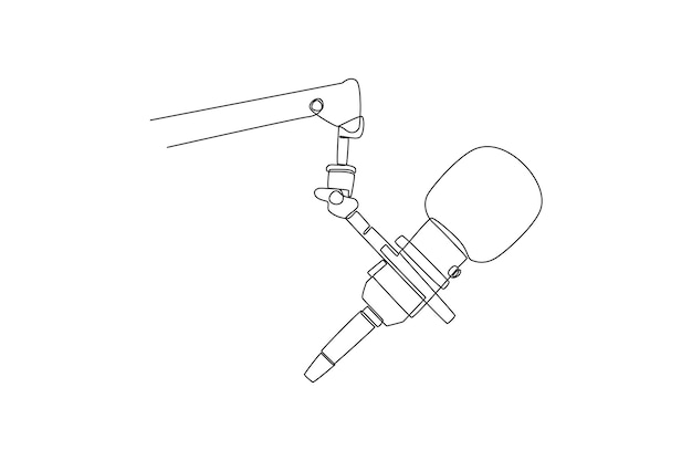Dibujo de una sola línea Concepto de dispositivo de reconocimiento de voz Voz en off Diseño de dibujo de línea continua ilustración vectorial gráfica