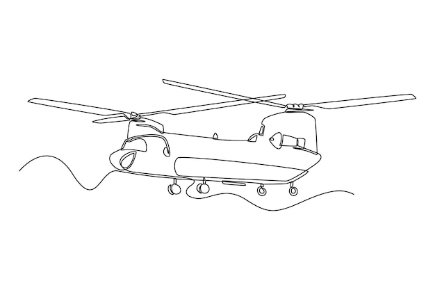 Dibujo de una sola línea Concepto militar de la Fuerza Aérea del Ejército y la Armada Ilustración de vector gráfico de diseño de dibujo de línea continua