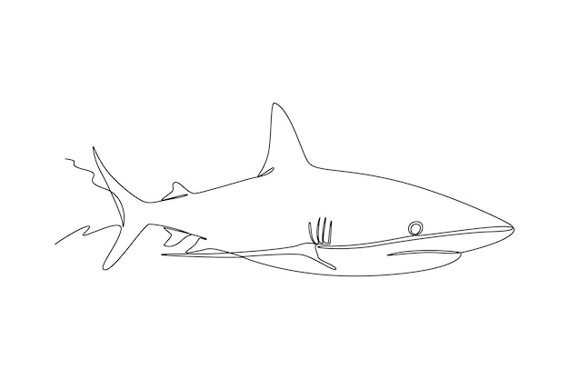 Dibujo de una sola línea Concepto de peces y animales marinos salvajes Ilustración de vector gráfico de diseño de dibujo de línea continua