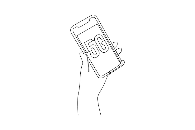 Dibujo de una sola línea Concepto de tecnología 5G para smartphones 5G Ilustración de vector gráfico de diseño de dibujo de línea continua