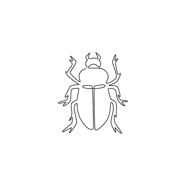 Dibujo de una sola línea continua de escarabajo para la identidad del logotipo de la empresa Pequeño insecto para el icono de amante de los insectos