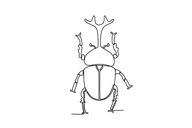 Un dibujo de una sola línea continua de un escarabajo para la identidad del logotipo de la granja Dibujo de una sola línea gra