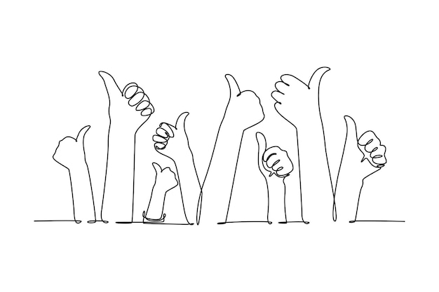 Dibujo de una sola línea continua joven hombre de negocios feliz de pie y llevando una computadora portátil mientras da el pulgar hacia arriba concepto de excelencia en el servicio empresarial Ilustración de vector de diseño gráfico de dibujo de una línea