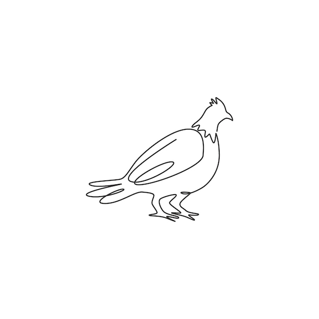 Dibujo de una sola línea continua de un lindo pájaro urogallo para el logotipo de la empresa. Pájaro de caza para el icono de la cultura.
