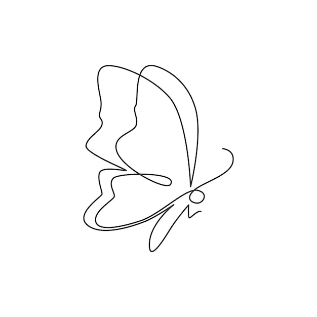 Dibujo de una sola línea continua de mariposa de lujo para el logotipo de la corporación icono de cuidado y salón de belleza