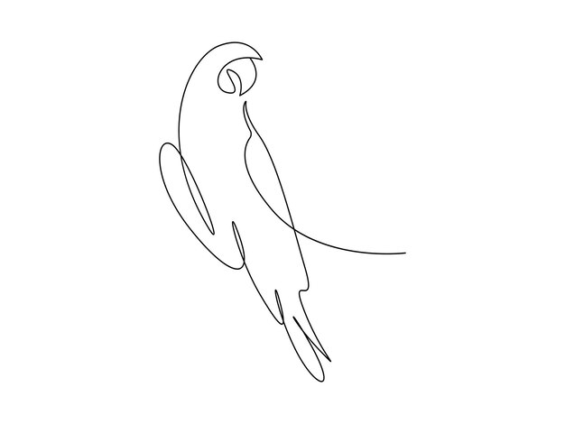 Dibujo de una sola línea continua de pájaro aislado en la ilustración de vector de fondo blanco pro