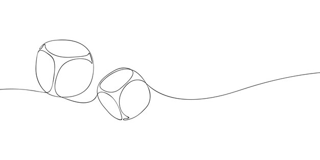 Un dibujo de una sola línea de un dado Icono de dados de línea continua Icono de una línea Ilustración vectorial