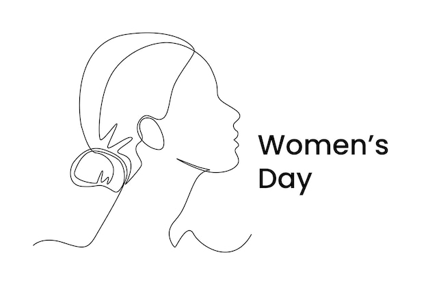 Dibujo de una sola línea diseño del día internacional de la mujer para la página de destino banner y volante del cartel de la aplicación móvil Concepto del día de la mujer Ilustración de vector gráfico de diseño de dibujo de línea continua