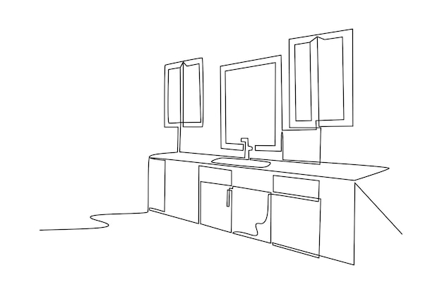 Un dibujo de una sola línea de equipos completos de cocina Concepto minimalista de herramientas de cocina Diseño dinámico de dibujo de líneas continuas Ilustración vectorial gráfica