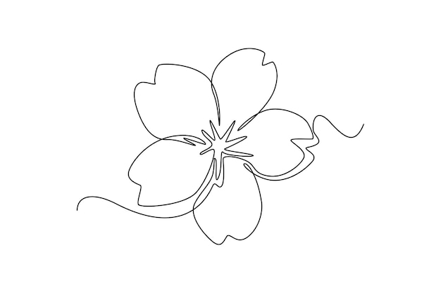 Dibujo de una sola línea Flor flor Sakura Concepto de flor de cerezo Dibujo de línea continua diseño gráfico vector ilustración