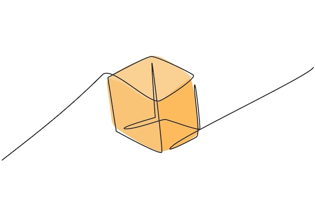 Dibujo de una sola línea de forma de geometría de cubo Vector de diseño de educación minimalista de regreso a la escuela