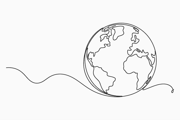 Dibujo de una sola línea del globo terrestre