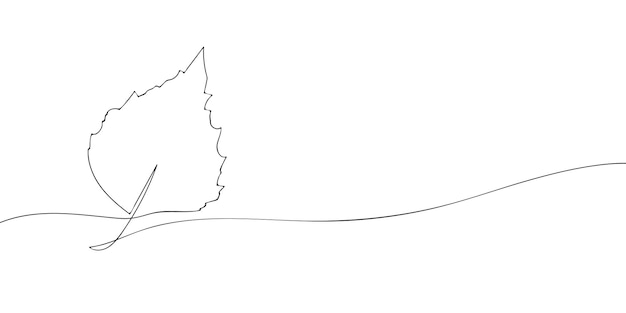 Un dibujo de una sola línea de una hoja de abedul Línea continua de acción de gracias icona de hoja de abedo Icono de una línea