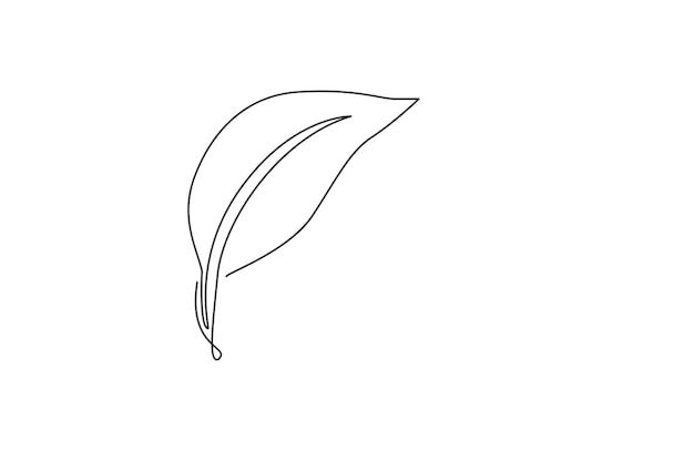 Dibujo de una sola línea de hoja verde Silueta de icono de árbol de hoja orgánica para el concepto de medio ambiente