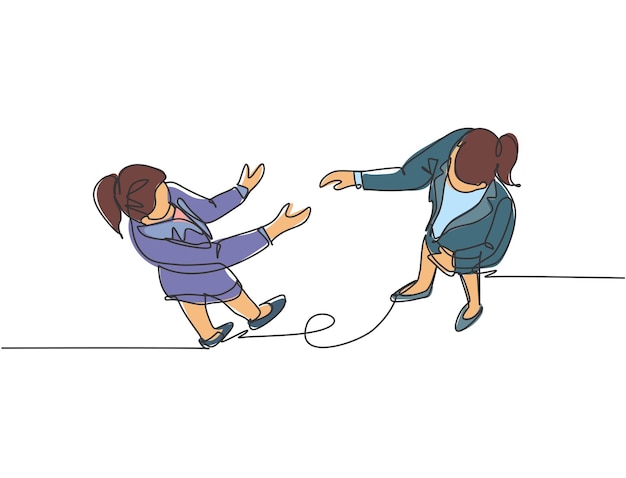Dibujo de una sola línea de hombres de negocios estrechando la mano de su socio de negocios Vector de concepto de negocio