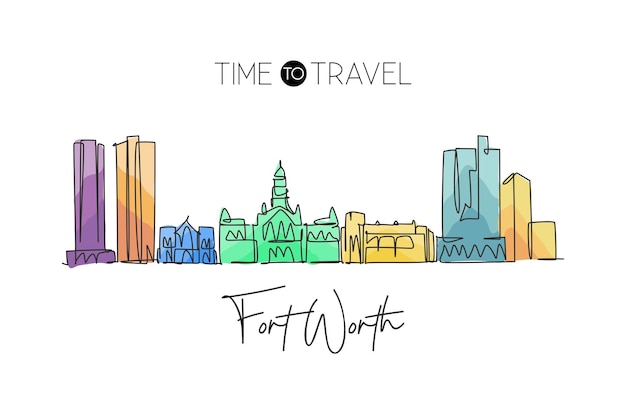 Un dibujo de una sola línea del horizonte de la ciudad de Cleveland EE.UU. Paisaje histórico de la ciudad en el mundo Mejor destino de vacaciones decoración de la pared cartel arte impreso Moda línea continua dibujo diseño vector ilustración
