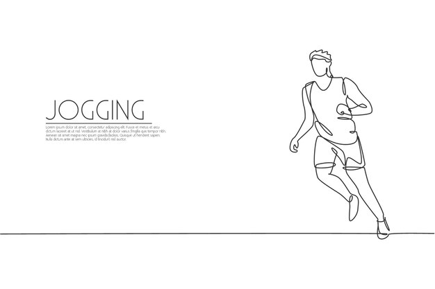 Un dibujo de una sola línea de un joven corredor enérgico corriendo vector de relajación Diseño de deportes individuales