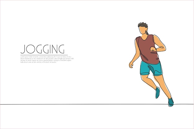 Un dibujo de una sola línea de un joven corredor enérgico corriendo vector de relajación Diseño de deportes individuales