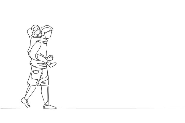 Dibujo de una sola línea de una joven madre jugando a lanzar una pelota de playa con su hijo en casa, vector gráfico