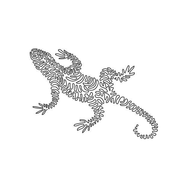 Dibujo de una sola línea de lagarto de piel escamosa para icono, signo, símbolo, logotipo, decoración de pared de póster